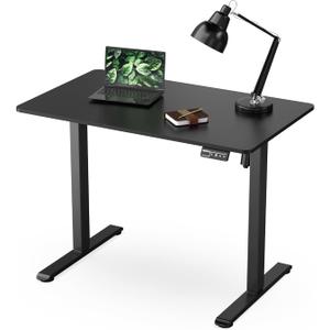 Mount-It! Electric Standing Desk Adjustable Height 40x24 – Compact Sit Stand Desk with Memory Presets, Home Office Workstation, Ergonomic Small Computer Table, Black Frame and Black Top