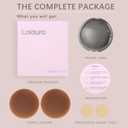 Lolaura Nipple Covers for Women, Reusable Silicone Pasties, Invisible Breast Petals, for Strapless Dresses, with Travel Box (Beige, S)