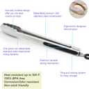 304 Stainless Steel Kitchen Cooking Tongs, 9" and 12" Set of 2 Sturdy Grilling Barbeque Brushed Locking Food Tongs with Ergonomic Grip, Black