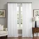 Pinch Pleated 92 Inch Curtains 2 Panels for Living Room White Linen Curtains 92 Inches Long Custom Length Pleat Drapes for Track System Light Filtering Semi Sheer Curtains for Dining Bedroom Office, 40"W x 92"L