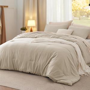 Bedsure King Size Comforter Set, Sand Soft Prewashed Bedding for All Seasons, 3 Pieces GentleSoft Warm Down Alternative Bed Set, 1 Lightweight Comforter (104"x90") and 2 Pillowcases (20"x36")