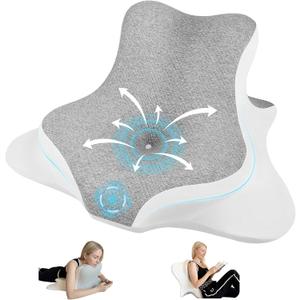 Reading Pillow for Bed, Ergonomic Memory Foam Bed Wedge Pillow for Headboard, Lying, Leaning and Prone, Chin & Back Support Pillows on Bedrest Floor Couch- Gray