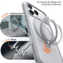 TORRAS Ostand Q3 Spin for iPhone 17 Pro Case with 360 Magnetic Stand, Fit for MagSafe, Built-in Kickstand, 4X Military-Grade Shockproof Phone Case for iPhone 17 Pro Translucent Silver, Camera Control