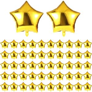 LUTER 50pcs Gold Star Shaped Foil Balloons, 5 Inch, Self Sealing, for Wedding, Baby Shower, Birthday Party Decoration