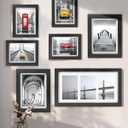 7 Pack Picture Frames Collage Wall Decor, Photo Frames Multi Sizes with 1PCS 17.13"x 9.13", 2PCS 8"x10", 4PCS 6"x8" Gallery Wall Frames Set for Wall Hanging or Tabletop Display, Black