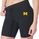 NCAA High Waisted Rib Shorts for Women and Girls, Athletic Biker Shorts with Drawstring (Black, XS)