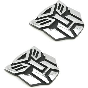 2 PCS in Set Transformers Emblem - 3" Tall for Car Autobot Sticker Pair Chrome Finish PVC Auto Emblems Transformers Autobot Car Accessories
