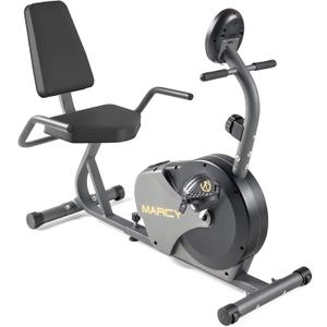 Marcy Magnetic Recumbent Bike with Adjustable Resistance and Transport Wheels NS-716R, 11.00 x 22.00 x 31.00" (Black/Grey)