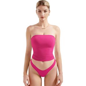 SUUKSESS Women Sexy Tube Top Summer Y2K Going Out Double Lined Basic Tank Top (Medium, Hot Pink)