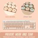 Wireless Keyboard and Mouse, Silent Keyboard Mouse Combo, Full-Sized Colorful Typewriter Keyboard with Round Keycaps, 2.4G Cute Mouse Compatible with PC/Laptop/Computer(Milk Tea)