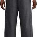 Men's Baggy Sweatpants Cotton Fleece Wide Leg Lounge Sweat Pants Drawstring Waist Jogging Pants with Pockets (Gray, L)