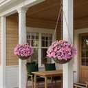16 Bundles Artificial Roses for Front Door Outdoor Decor, Realistic Fake Silk Bouquets Flowers Faux UV Resistant Real Looking Rose Plants for Garden Balcony Farmhouse Home Spring Summer Decor (Pink)