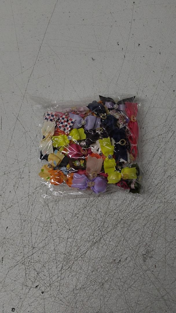 50pcs/(25pairs) Small Dogs Hair Bows Random Pattern with Rhinestone Doggy Hair Bow for Puppy Cat Kitten Rabbit Medium Animals Hair Bowknot Grooming