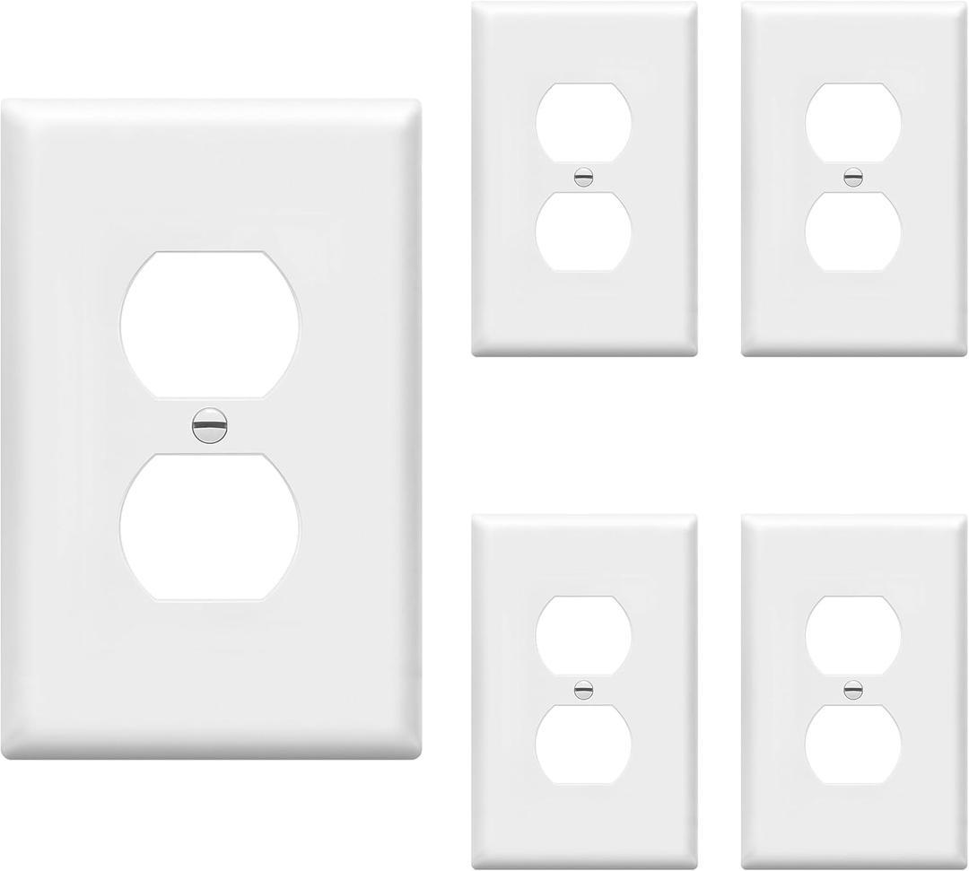 ENERLITES Mid-Size Duplex Receptacle Outlet Wall Plate, Electrical Outlet Covers Plates, Midway Size 1-Gang 4.88" x 3.11", Polycarbonate Thermoplastic, UL Listed, 8821M-W-5PCS, White (5 Pack)