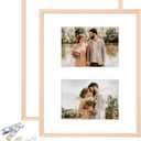 ATOBART 11x14 Picture Frame, OAK Wood Photo Frame 8x10 with Mat or 5x7 with 2 Mat with Perspex Glass for Vertical or Horizontal Tabletop Wall Display for Photo, Painting, Poster, Set of 2 (11x14, set of 2, OAK Wood-Mat)