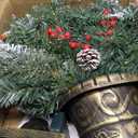 4ft Christmas Tree Pre-Lit Artificial Mini Trees with Gold Pot Base, Flocked Snow Warm White and Colorful Lights Pine Cones, for Entrances, Home Decorations Holiday Decor