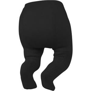 Zando Opaque Cotton Tights for Baby Girls, Infants & Toddlers, Cozy Winter Leggings with Cable Knit Design, Size 0-3M to 6-7T (Black)