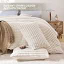 Smoofy Fluffy Queen Comforter Set 3 Pieces - Cream White Fleece Fluffy Comforter Set, Luxury Fuzzy Queen Bedding Set, Soft Warm Bed Set All Season, Heavy Faux Fur Comforter with 2 Pillow Cases