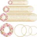 Zonon 50 Pcs Metal Rings for Crafts Gold Craft Rings Hoops Floral Macrame Hoops for DIY Crafts Macrame Dream Catcher Supplies Wedding Table Wreath Decor Wall Hanging (3In,6In,8In)