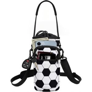 Water Bottle Holder with Strap, Water Bottle Carrier Bag with Phone Pocket, Shoulder Hand Strap Insulated Neoprene 32/40 oz Water Bottle Sleeve for Walking Hiking Camping Gym