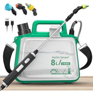 SHIJING Battery Powered Sprayer,Update Electric Garden Sprayer with USB Rechargeable Handle,3 Mist Nozzles, Retractable Wand, Adjustable Shoulder Strap,Weed Sprayers in Lawn & Garden