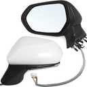 Left Drive Side Mirror Assembly Fits 2018 2019 2020 2021 2022 2023 2024 Toyota Camry with Power Glass Heated Turn Signal Manual Folding Non Blind Spot Match White(6 Pins) (L-6Pins)