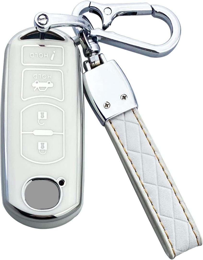 Key Fob Cover Case Compatible with Mazda 3/6/8 Miata MX-5 CX-5 CX-9 RX-8 Atenza Accessories Shell (White)