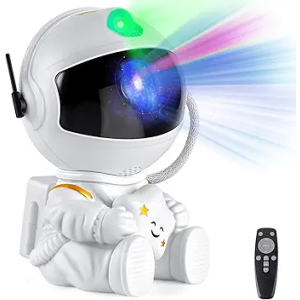 Astronaut Galaxy Projector Night Light – White Astronaut Holding Star, Star Projector Galaxy Lamp for Kids Bedroom, Space Decor & Gift