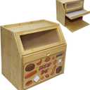 Upgraded Bread Box for Kitchen Countertop, Double Layer Bread Storage Container, Wooden Bread Storage Bin, Bread Boxes for Kitchen Counter Corner, Cabinet, Pantry, Cupboard (Raw Wood)