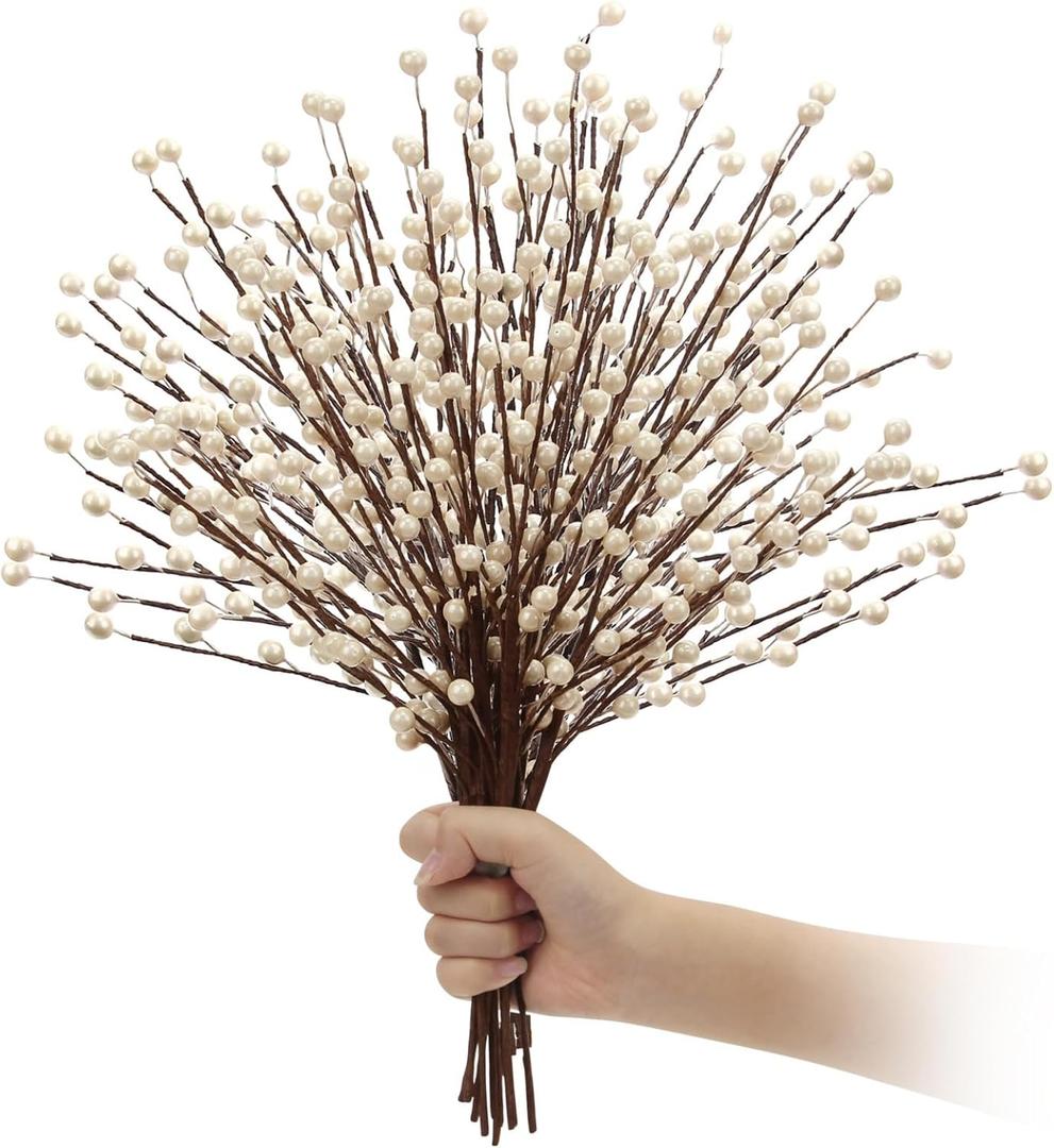 3 x NBGV Winter Decorations 12Pcs Artificial Berry Stems White Berry Picks for Christmas Holiday Flower Arrangements Home Centerpieces DIY Ornaments