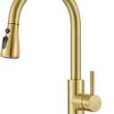Kitchen Faucets with Pull Down Sprayer, High Arc Single Handle Stainless Steel Commercial Kitchen Faucet 1 or 3 Hole Sink Faucet for Farmhouse Camper Laundry Rv Bar, Gold