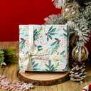 Retrify White Wrapping Paper Roll - Cute Red Berry and Green Leaves Mini Roll Foil Gift Wrap Paper for Christmas Holiday Festive Decoration - 17 Inches x 32.8 Feet