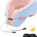 SPUER 2in1 Ergonomic Memory Foam Travel Neck Pillow – 2025 Upgrade Travel Pillow for All Sleep Positions on Flights, Road Trips, and Long Distance Travel with Drawstring Bag (Adjustable  Pink)