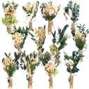 Layhit 12 Pack Boho Dried Flower Bouquet Mini Wedding Handmade Dry Flowers Decor for Vase Crafts DIY Photo Boutonniere for Men Floral Plant for Bridesmaid Gift Birthday Decor (Eucalyptus)