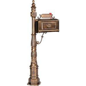 Outvita Cast Aluminum Mailbox, Barcelona Decorative Post Mailbox, Bronze