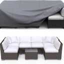 Patio Furniture Set Cover Waterproof, Heavy Duty Funiture Covers for Outdoor Sectional Sofa Set Wicker Rattan Table Chair Rectangular,111"L74"W28"H,Grey