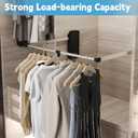 Pull Down Closet Rod, Pull Down Clothing Rod for Hanging Clothes, Adjustable 33-45 inch, Heavy Duty Closet Rod Hanging Clothes for Wardrobe Cabinet, Side or Back Mounted