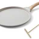 10 inch Crepe Pan, Nonstick Pan for Crepes Omelette Tortillas, Dosa Tawa Tortilla Pan, Griddle Pancake Pan for Roti Indian, Induction Compatible (White)