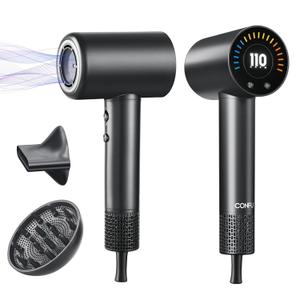 CONFU Hair Dryer, 110000 RPM Fast Drying Blow Dryer with Magnetic Diffuser and Concentrator, Professional Lightweight Ionic Hair Dryer for Women and Men (Grey)