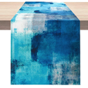Turquoise Table Runner Teal Abstract Modern Art Painting Blue Table Linen for Farmhouse Kitchen Dining Parties Home Decor 13 x 108 Inch 