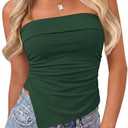 PRETTYGARDEN Going Out Tube Tops for Women Trendy Summer 2026 Asymmetrical Ruched Strapless Bandeau Shirts Spring Clothes L