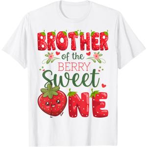 Brother Of The Berry Sweet One 1St Birthday Strawberry T-Shirt (Small)
