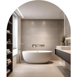 ROYUEXT Bathroom Mirror 14 x 12 Inch, Arched Mirror Wall Mounted Frameless Self Adhesive High Clear Glass Mirrors for Firplace, Entryway, Hallway, Restroom, Salon Decor