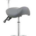 Antlu Saddle Stool Rolling Chair with Back Support,Esthetician Tattoo Dental Stool Chair,Lash Chairs for Eyelash Tech Massage Salon(Grey,with Backrest)