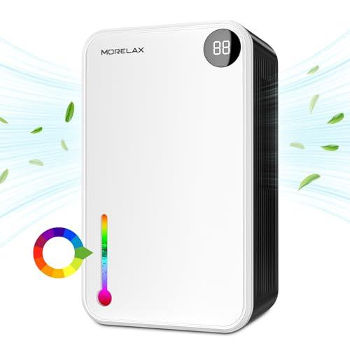 Dehumidifier, 95OZ Dehumidifiers for Home 1000 Sq.Ft, Quiet with Auto Shut Off, Humidity Display Dehumidifier for Bedroom/Bathroom, Timer, Drain Hose, 7-color LED light, Moisture Absorbers (White)