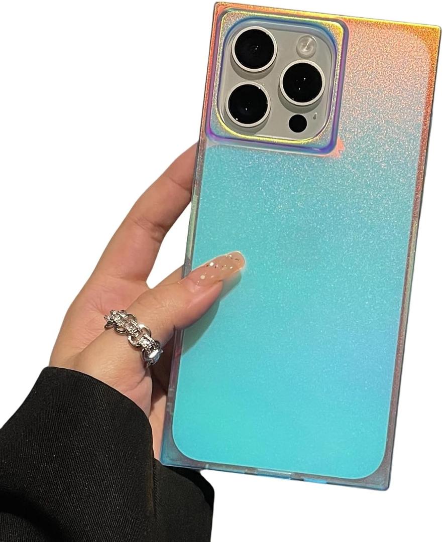 Rectangular for iPhone 15 Pro Max Case, Iridescent Color Changing, Shockproof Protective Matte Soft Translucent Phone Cover for iPhone 15 Pro Max 6.7"