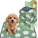 LOOBANI Washable Puppy Pads: Waterproof Reusable Pee Pads for Dogs, Non-Slip and Leak-Proof Dog Pee Mat, Absorbent Dog Training Pads for Puppy Playpen, Crate, Potty Training (18"x24", 4 Packs) (Green Daisy)