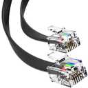 G-PLUG 3ft Phone Cord for Landline Phones, Flat RJ11 Cable, 6P4C, Black