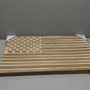 Handcrafted Wooded American Flag with a Rustic, Natural Finish