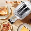 Aigostar Retro 2 Slice Toaster - Stainless Steel, Extra Wide Slots, Bagel Function, Cancel & Defrost, 6 Shade Settings, Removable Crumb Tray, White